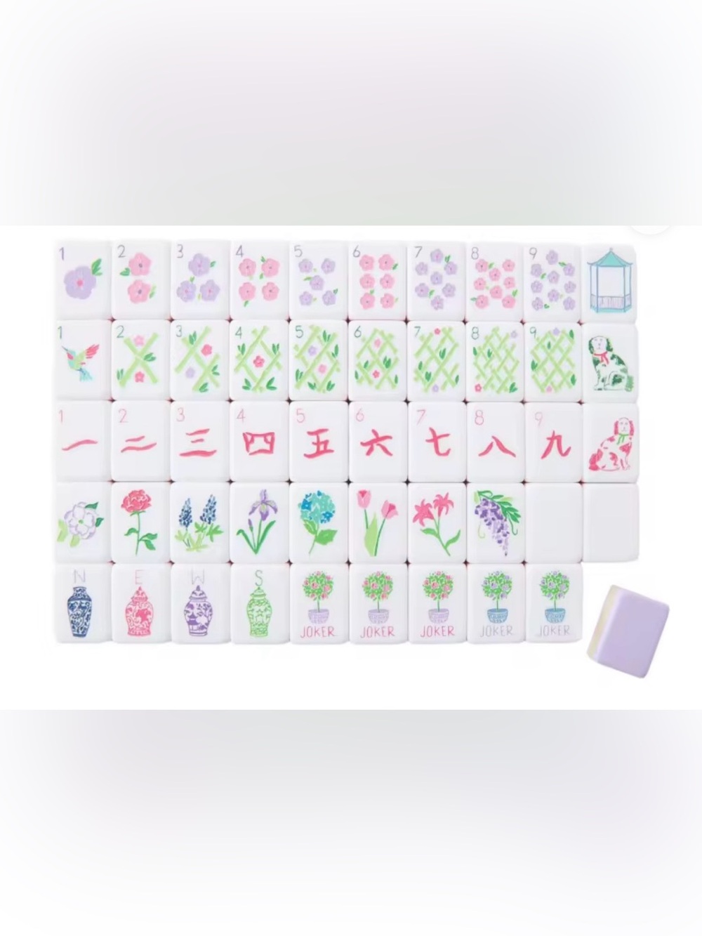 Spring has Sprung Mahjong Tile Set with Lavender backs